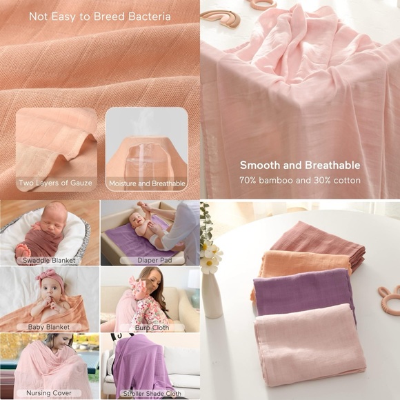 Momcozy Muslin Swaddle Blankets, Soft Silky Baby Blankets 47 x 47 inches - Picture 5 of 8